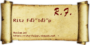 Ritz Fülöp névjegykártya